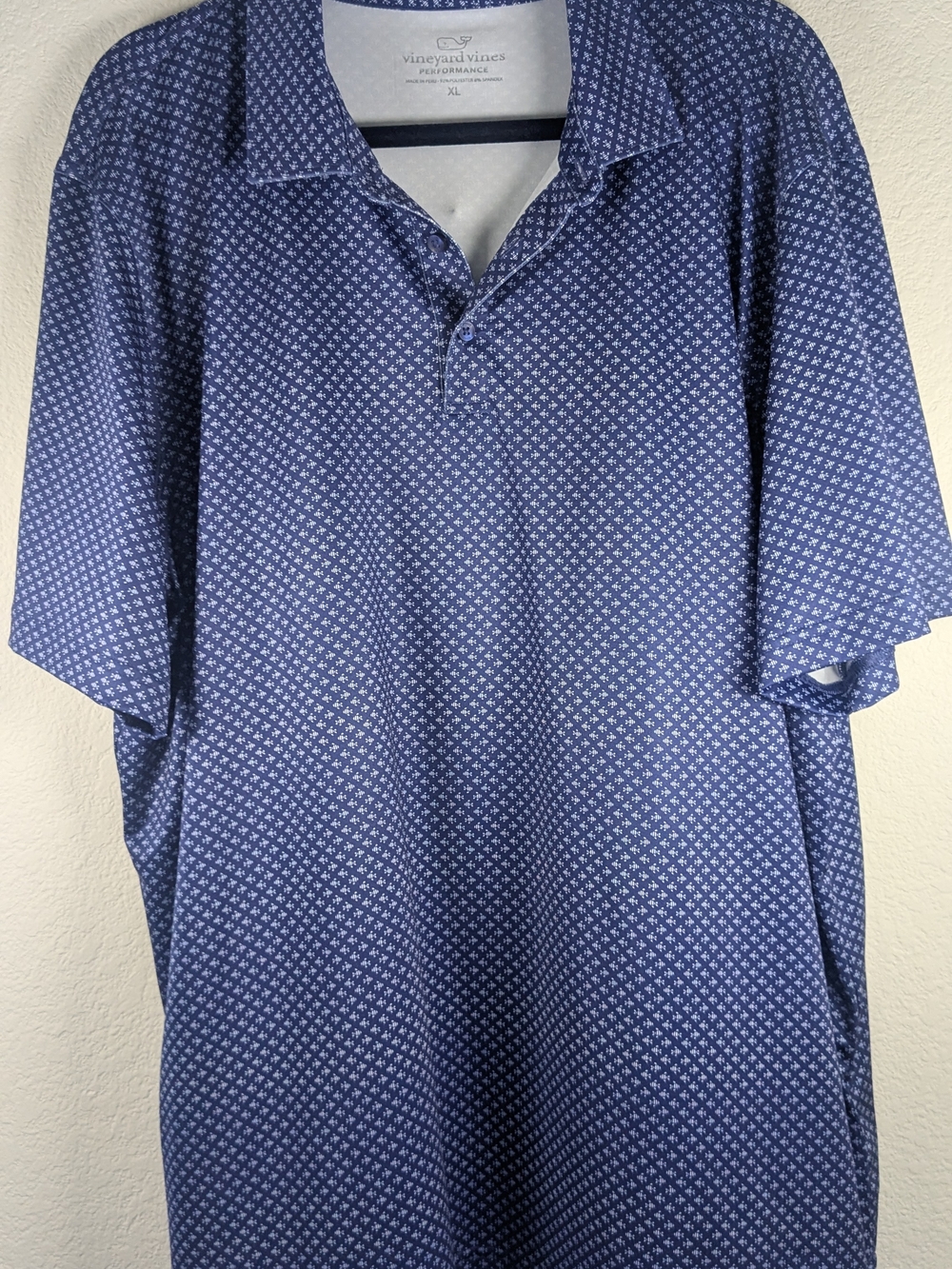 Vineyard Vines Performance Polo Shirt XL Blue Geometric Print Stretch Golf
